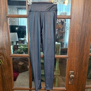 OFFLINE by Aerie Navy‎ Blue Faux Leather High Rise Leggings Small Real Good S/P